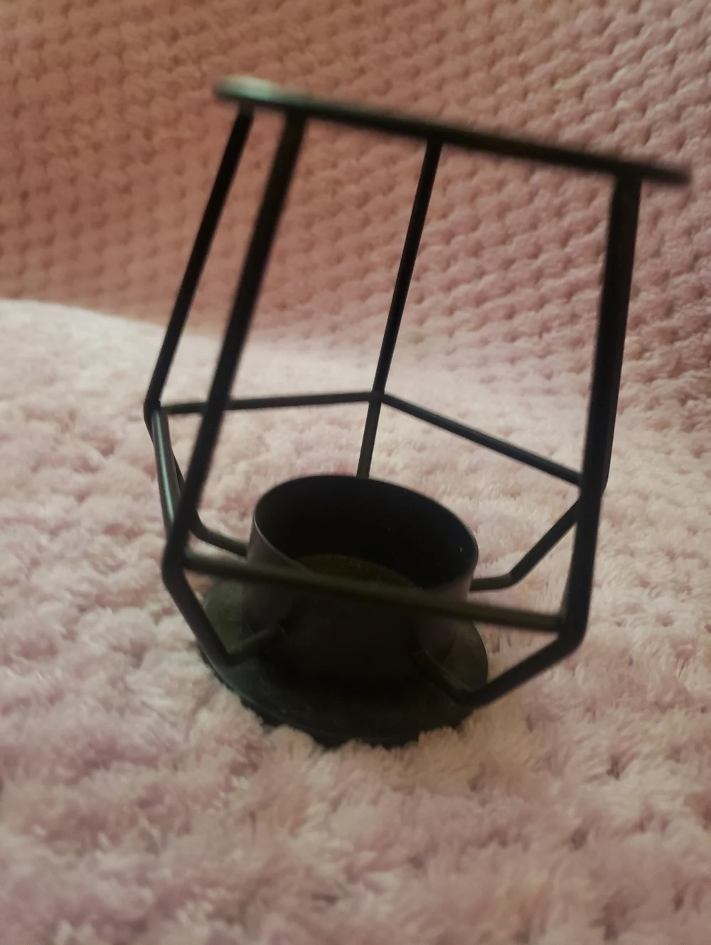 NWOT IKEA PÄRLBAND Black Geometric Wire Candle Holder Set of 2 Large & Small